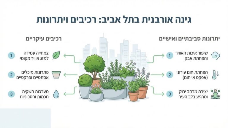גנן בתל אביב מטפל בגינה אורבנית מעוצבת עם צמחייה עשירה