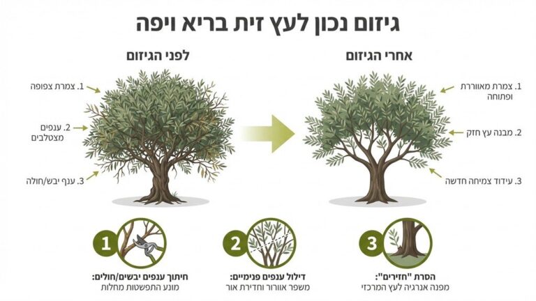 גיזום מקצועי של עץ זית בגינה