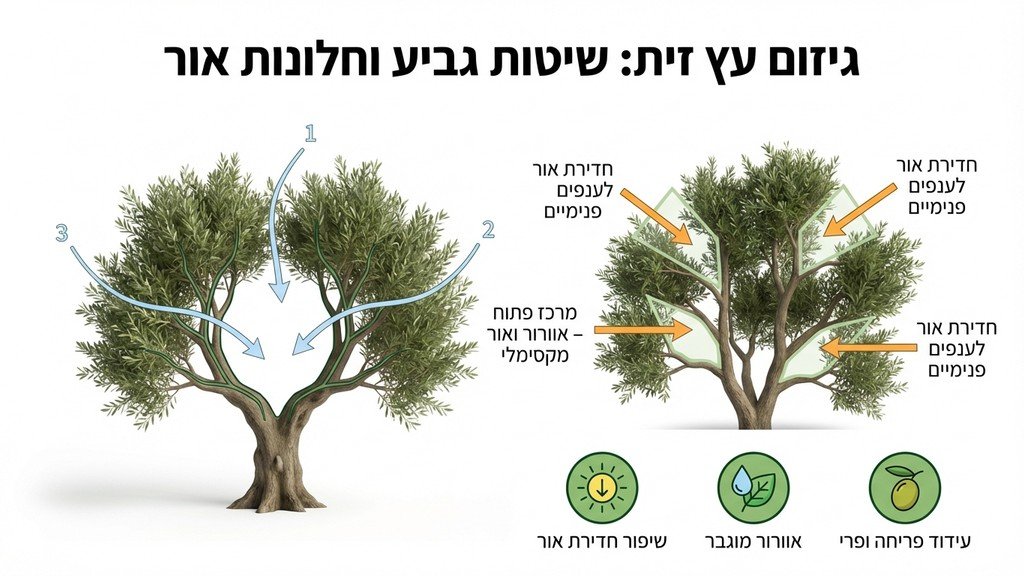 עץ זית מעוצב לאחר טיפול גיזום
