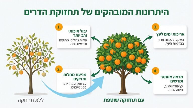 עץ תפוזים עמוס פרי לאחר טיפול מקצועי