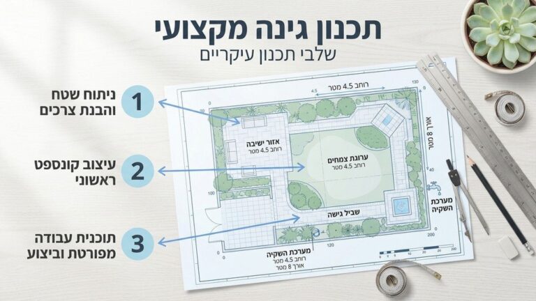 שרטוט תוכנית אדריכלית מקצועית להקמת גינת נוי