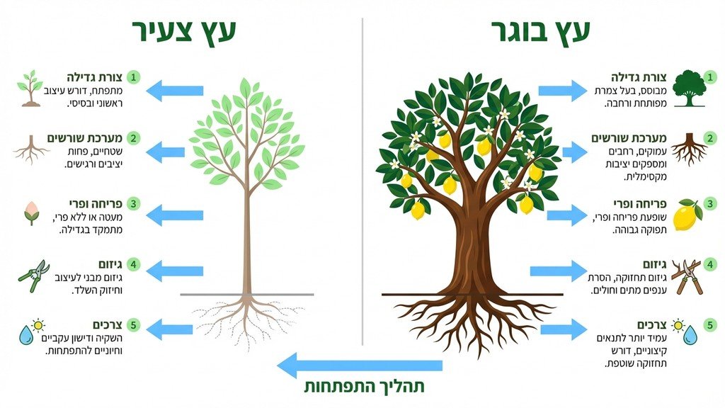 גיזום עץ לימון בוגר באמצעות כלים מקצועיים