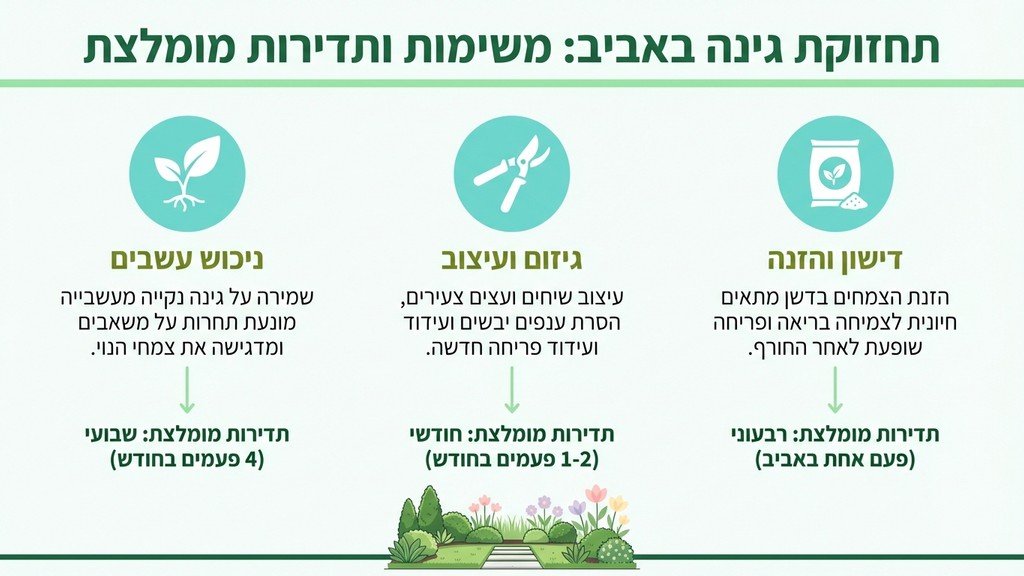 חצר נקייה ומטופחת לאחר עבודות תחזוקה עונתיות