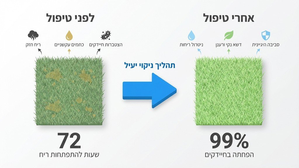 כלב נח על דשא סינטטי נקי ומתוחזק